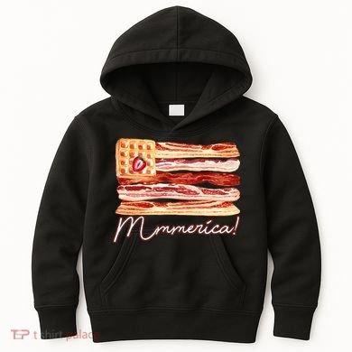 Mmmerica Bacon Waffle Merica Flag Kids Hoodie