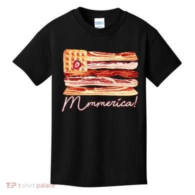 Mmmerica Bacon Waffle Merica Flag Kids T-Shirt
