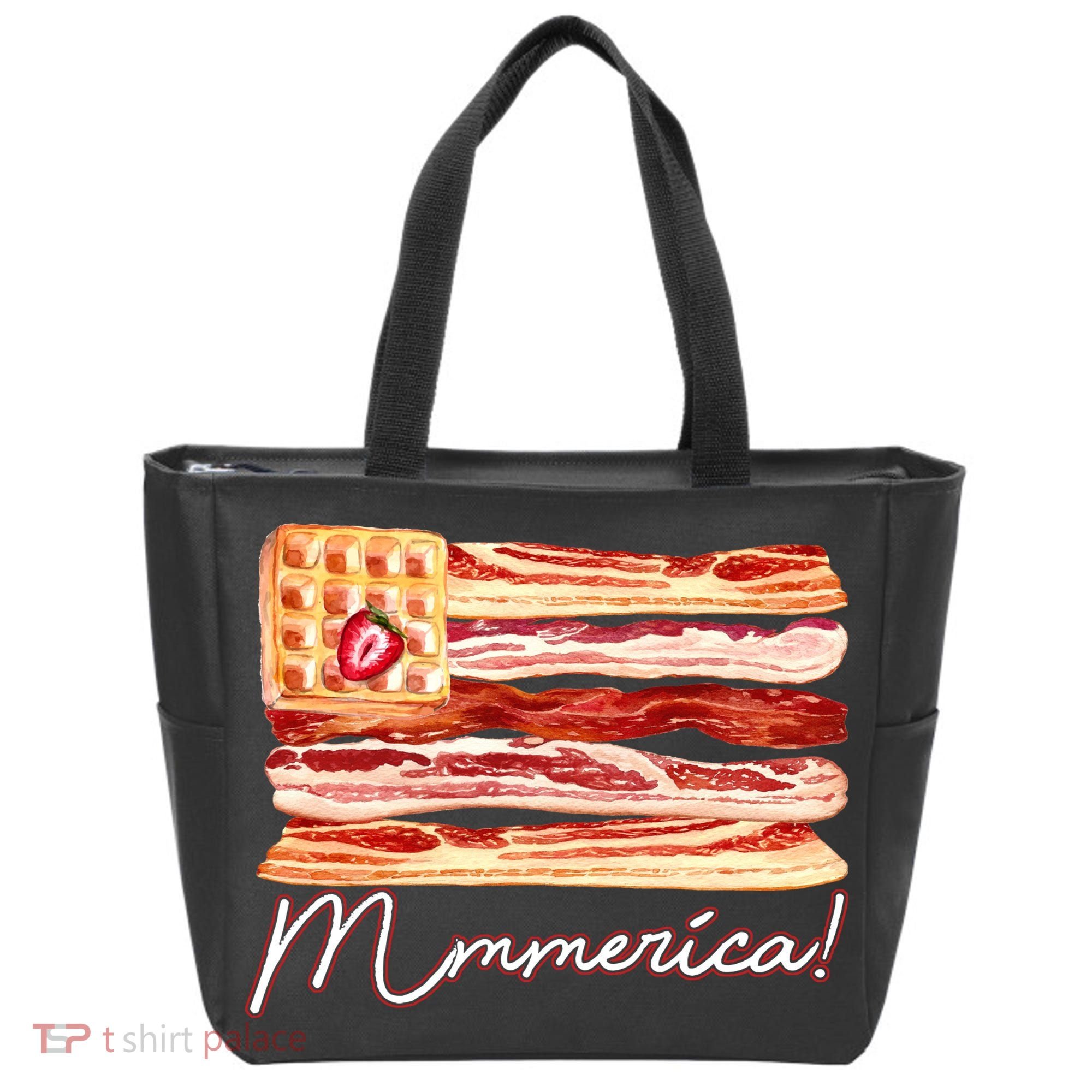 Mmmerica Bacon Waffle Merica Flag Tote Bag