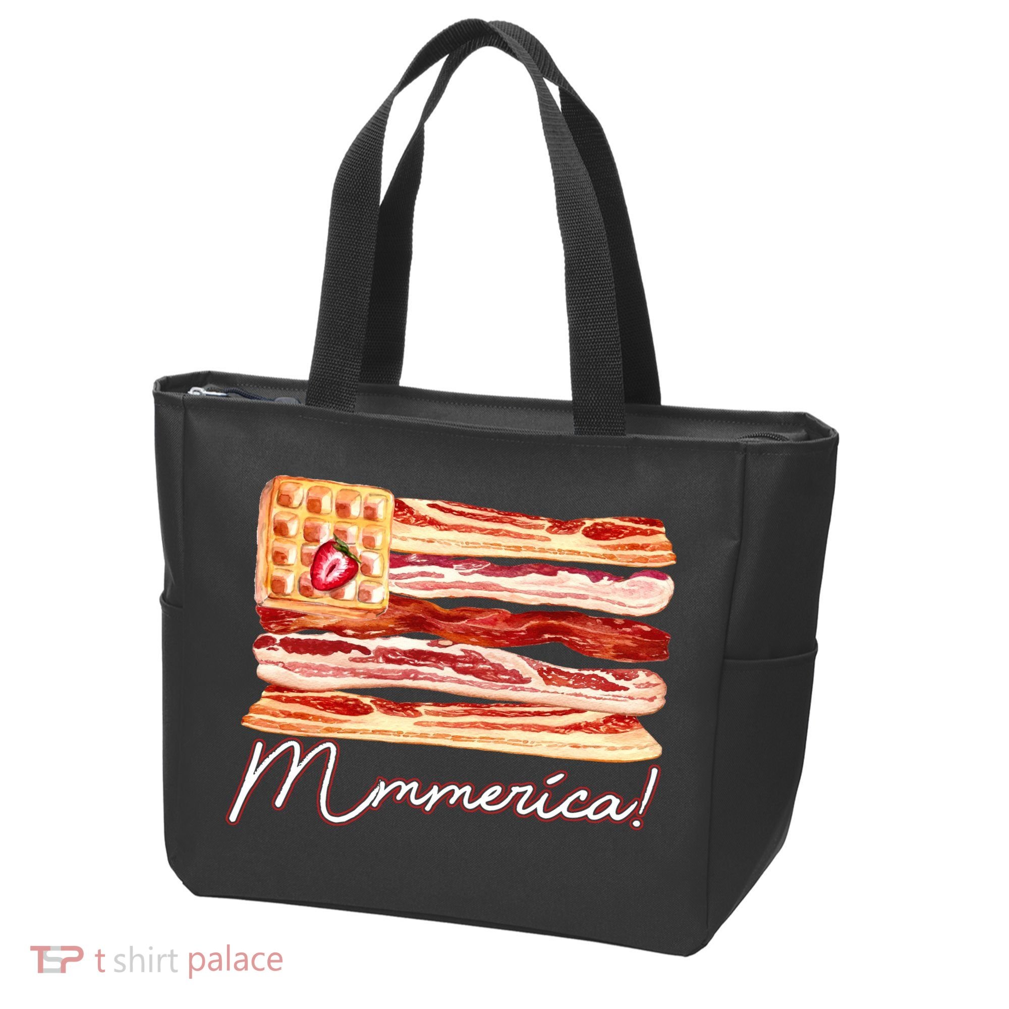 Mmmerica Bacon Waffle Merica Flag Tote Bag