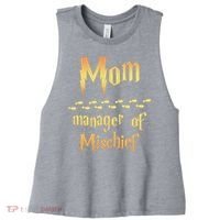 Mom Manager Of Mischief Gift Women's Racerback Cropped Tank thumb 0