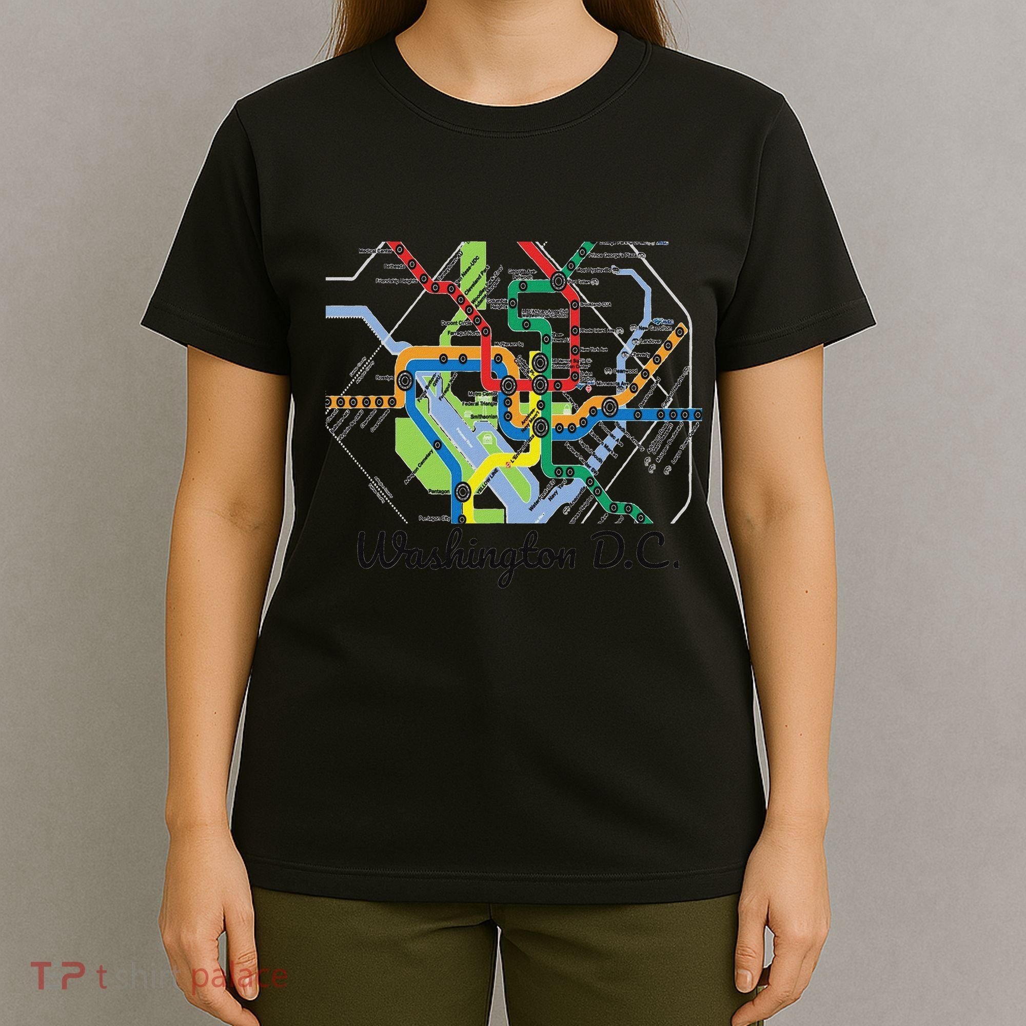 Metro Map Of Washington Dc Art Gift City Rail Transit T-Shirt