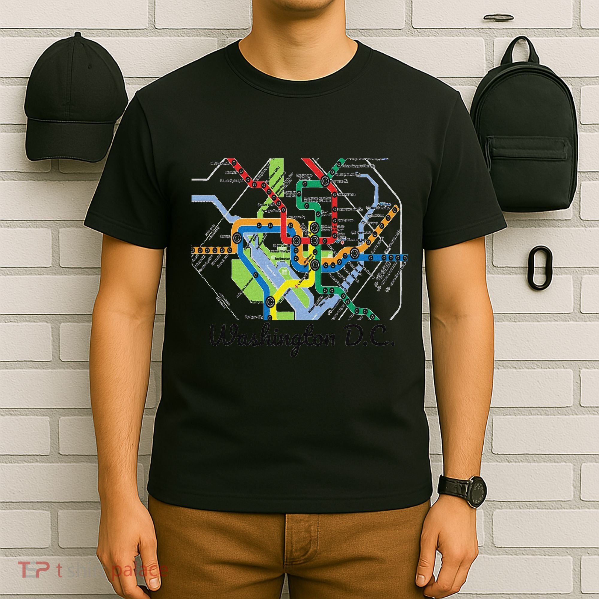 Metro Map Of Washington Dc Art Gift City Rail Transit T-Shirt