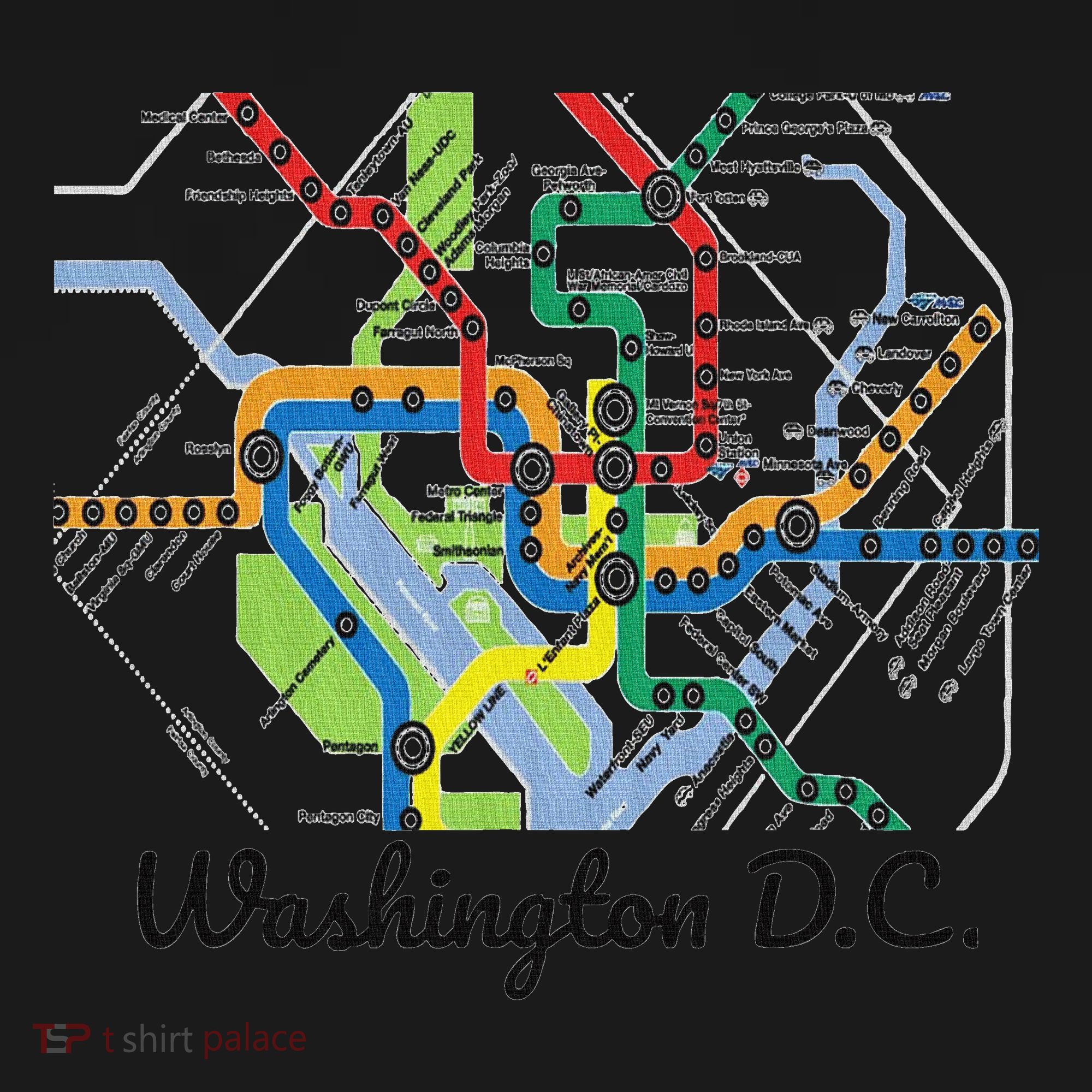 Metro Map Of Washington Dc Art Gift City Rail Transit Mousepad
