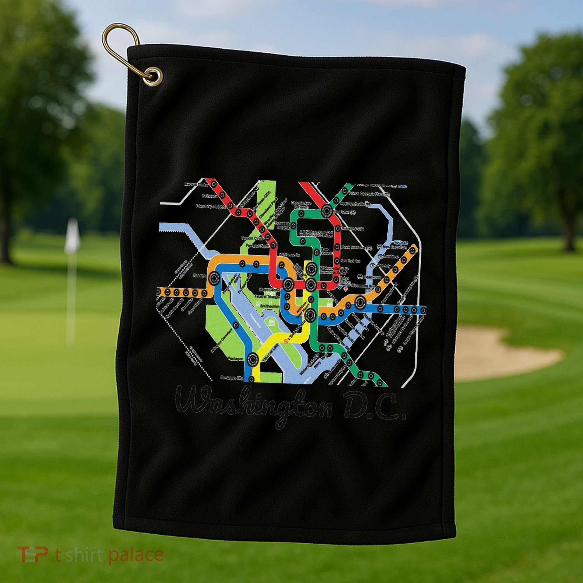 Metro Map Of Washington Dc Art Gift City Rail Transit Golf Towel