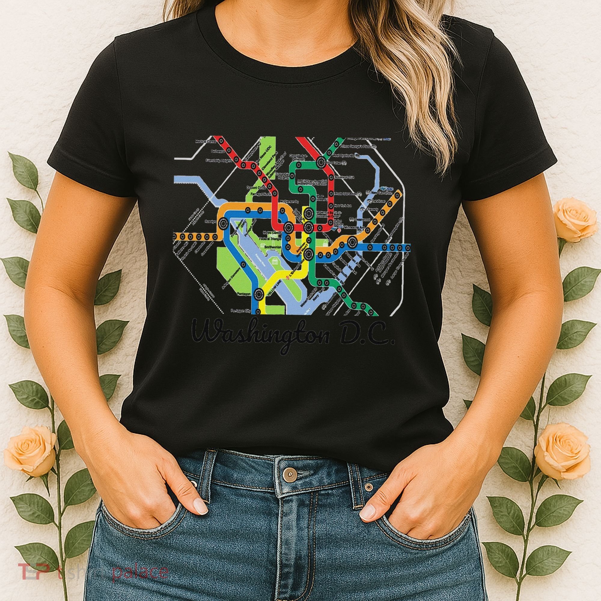 Metro Map Of Washington Dc Art Gift City Rail Transit Women's T-Shirt
