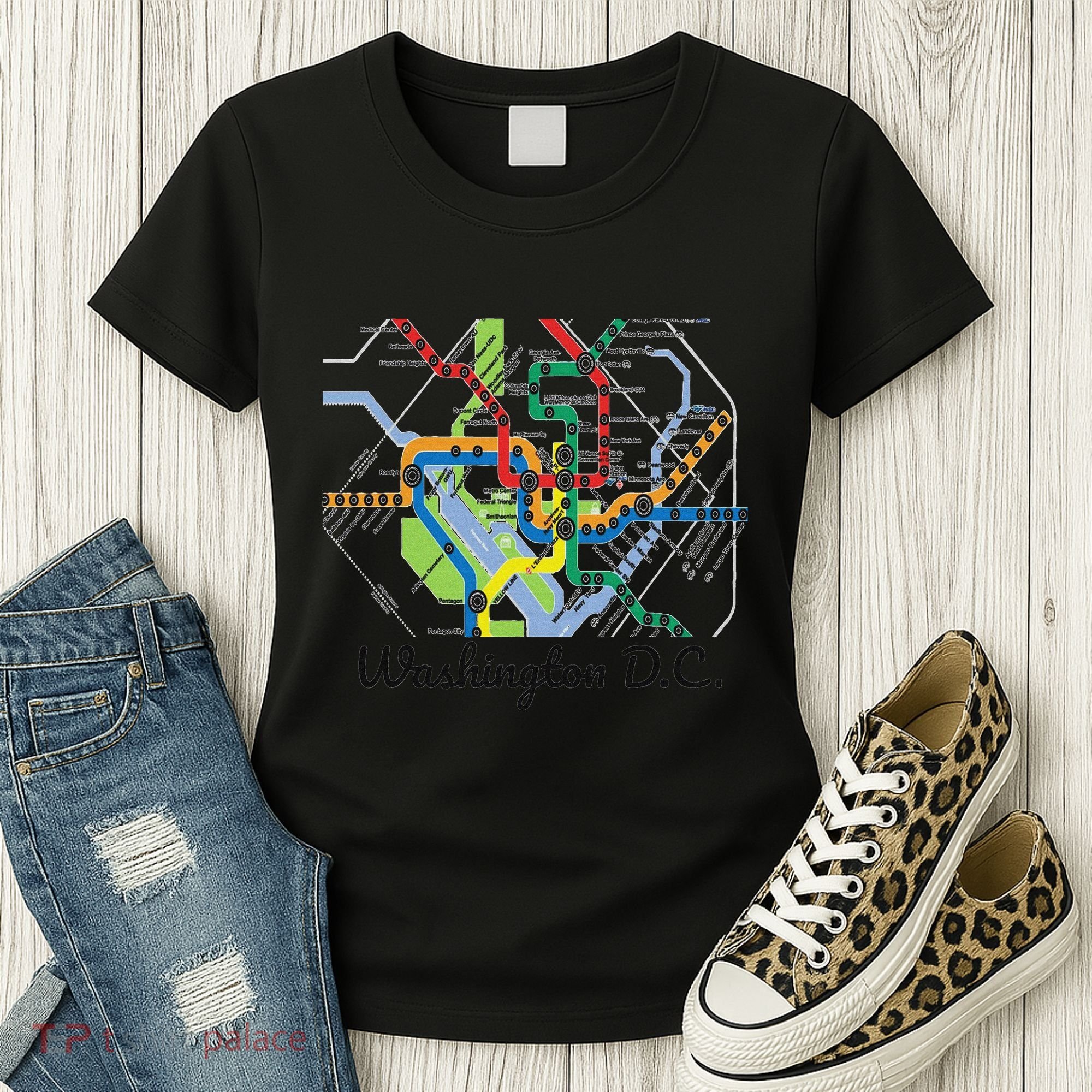Metro Map Of Washington Dc Art Gift City Rail Transit Women's T-Shirt