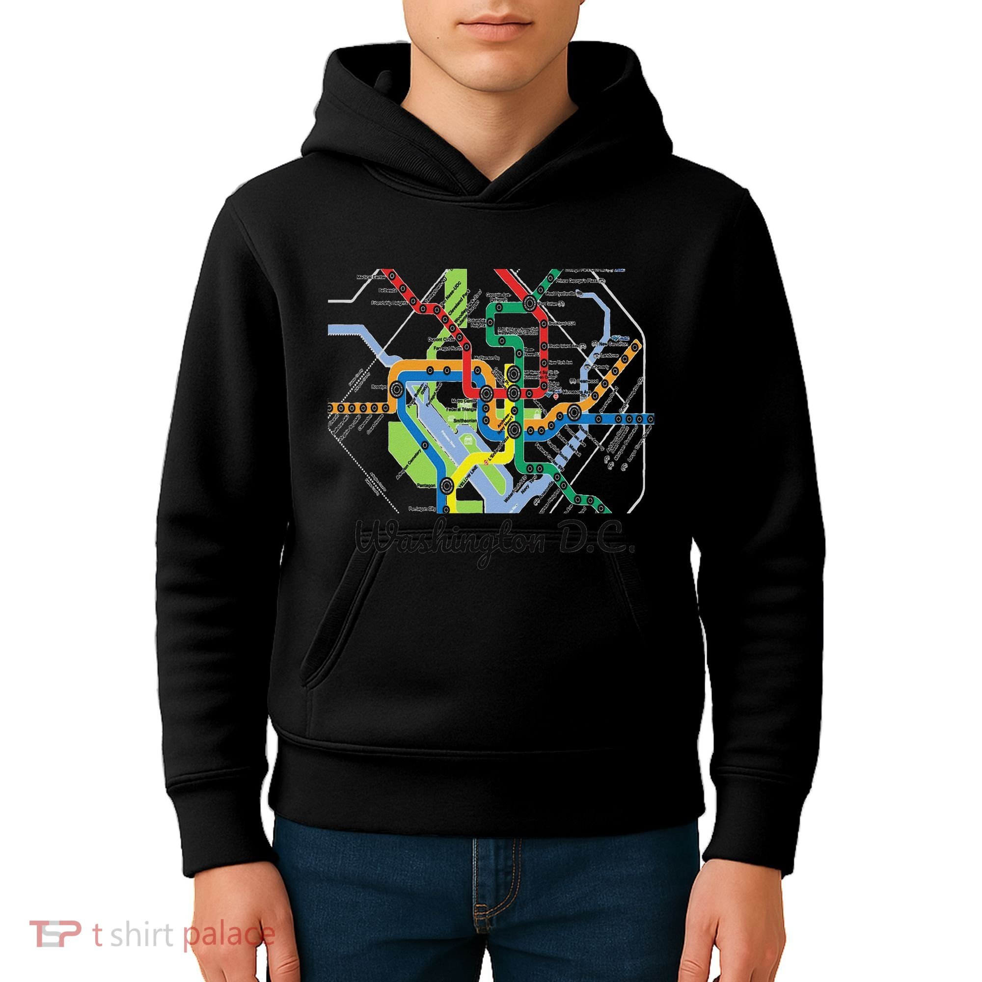 Metro Map Of Washington Dc Art Gift City Rail Transit Kids Hoodie