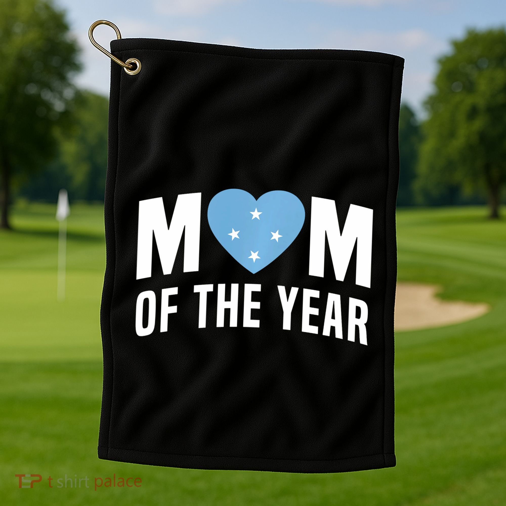 Micronesian Mom Of The Year Cute Micronesia Flag Heart Golf Towel