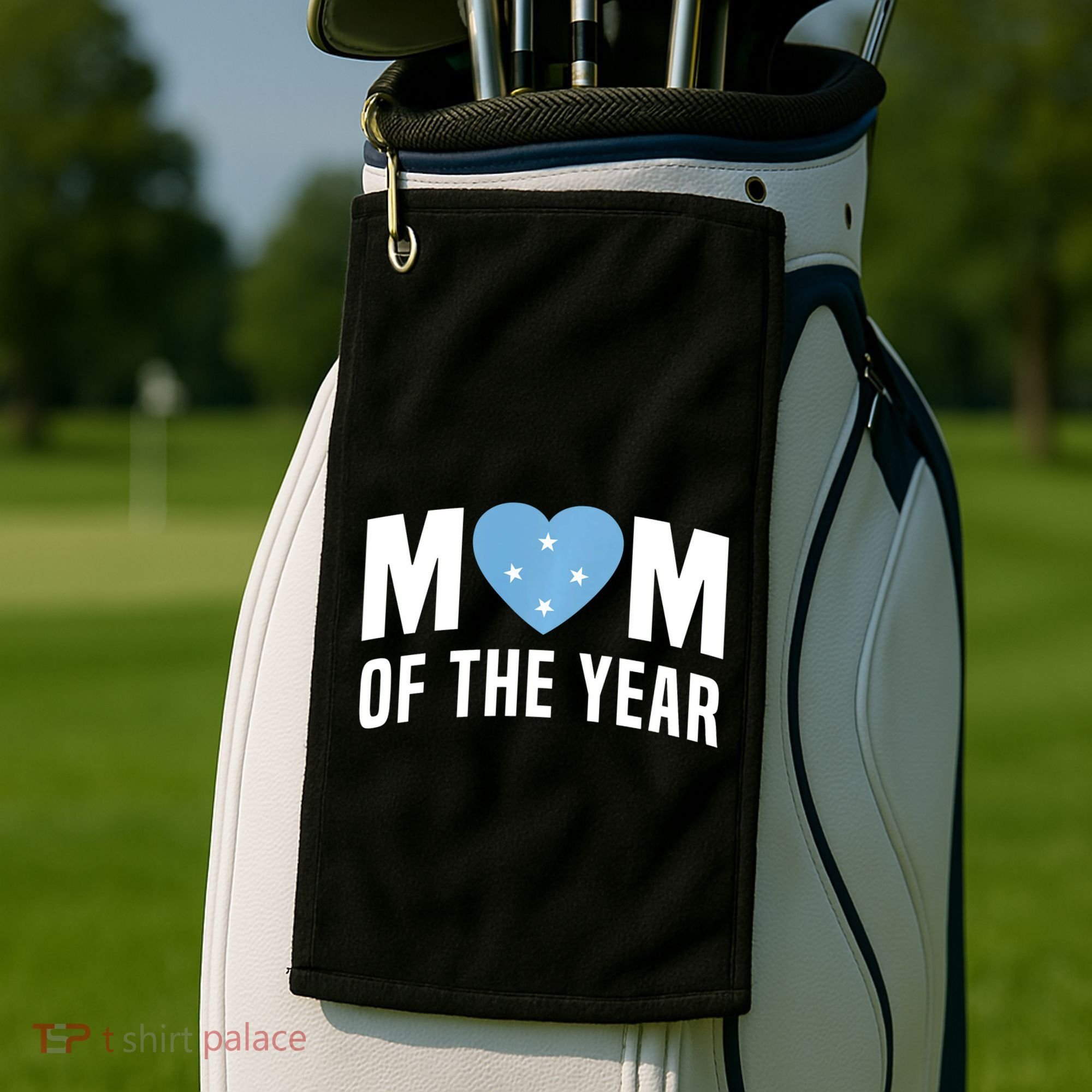 Micronesian Mom Of The Year Cute Micronesia Flag Heart Golf Towel