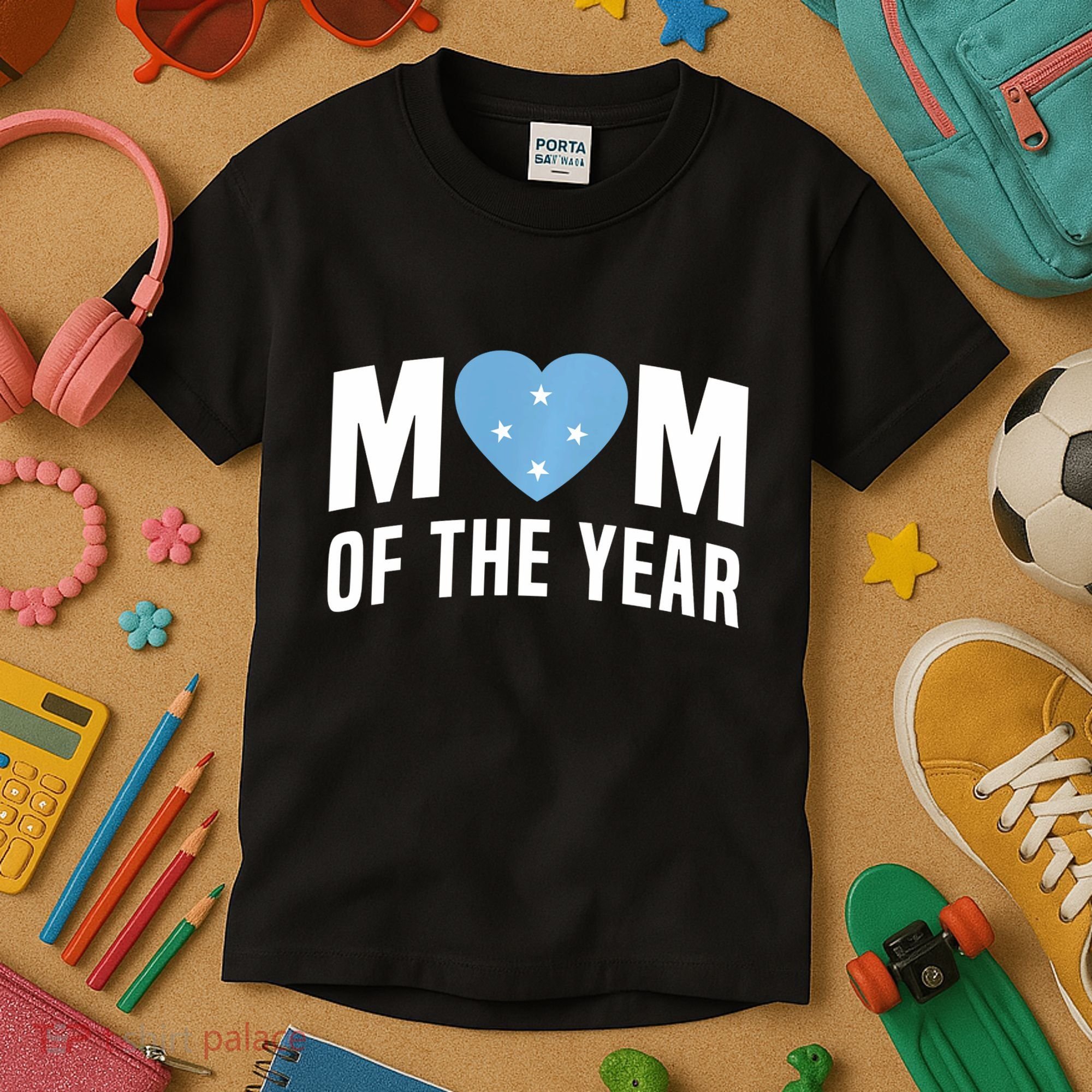 Micronesian Mom Of The Year Cute Micronesia Flag Heart Kids T-Shirt