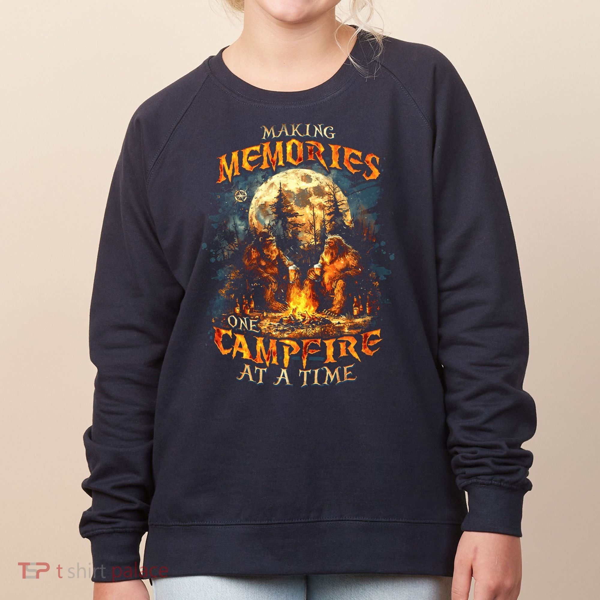 Making Memories One Campfire At A Time Bigfoot Camping Women's Sweatshirt