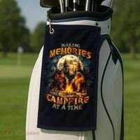 Making Memories One Campfire At A Time Bigfoot Camping Golf Towel thumb 2