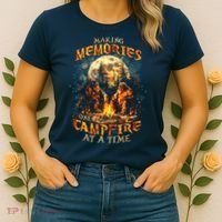 Making Memories One Campfire At A Time Bigfoot Camping Women's T-Shirt thumb 2