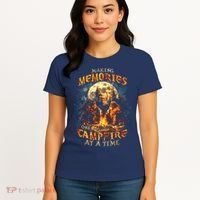Making Memories One Campfire At A Time Bigfoot Camping Women's T-Shirt thumb 4