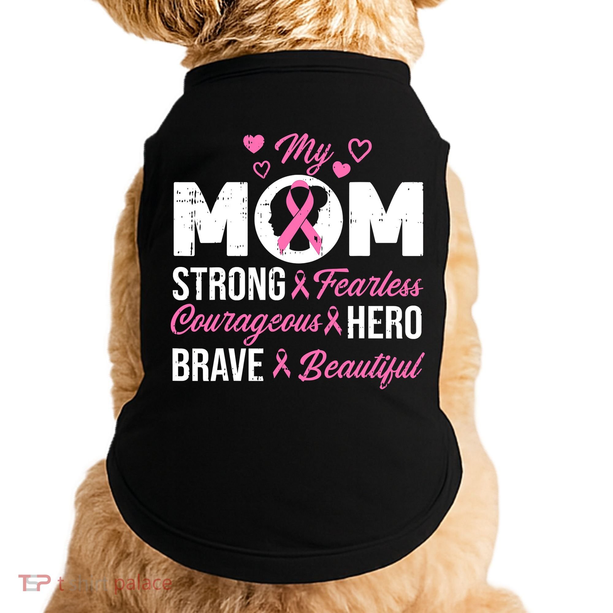 My Mom Pink Ribbon Warrior Inspirational Breast Cancer Doggie Tank