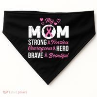 My Mom Pink Ribbon Warrior Inspirational Breast Cancer USA-Made Doggie Bandana thumb 0