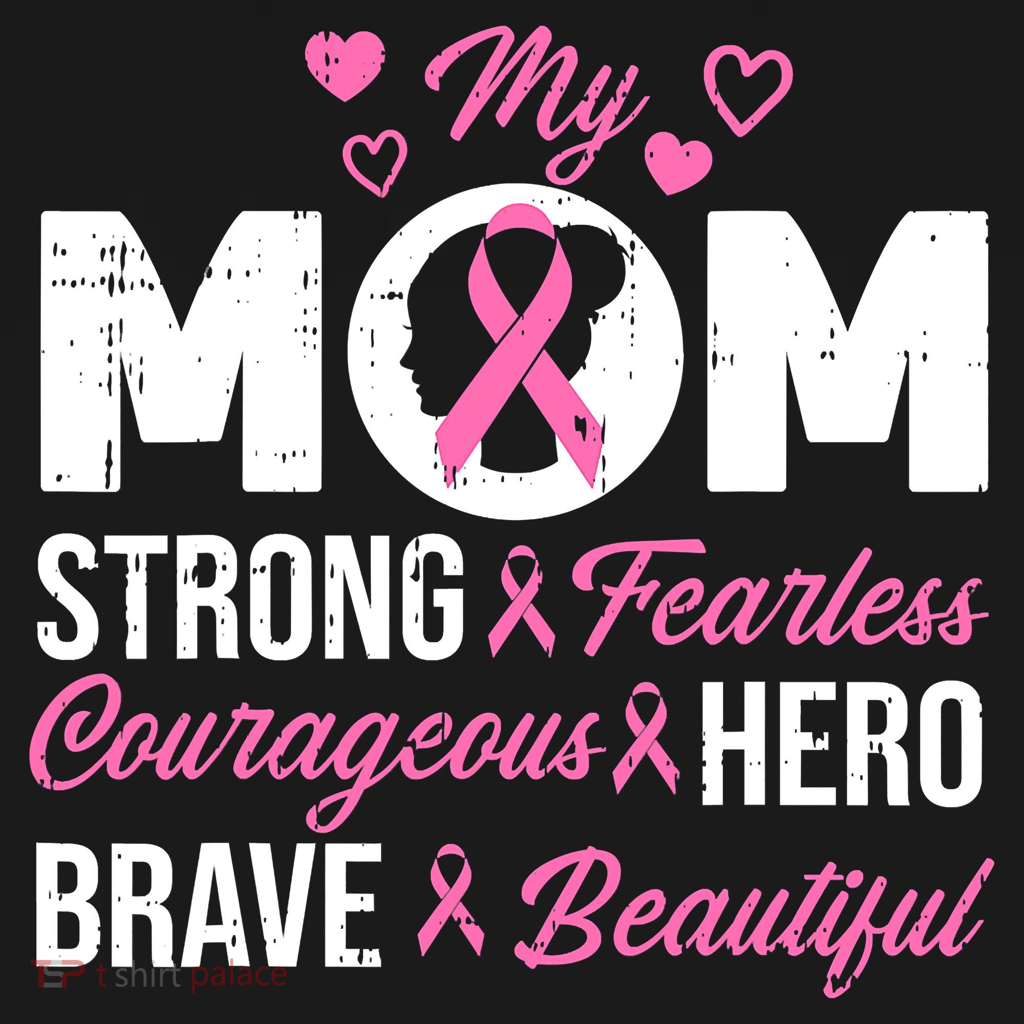 My Mom Pink Ribbon Warrior Inspirational Breast Cancer Long Sleeve Shirt