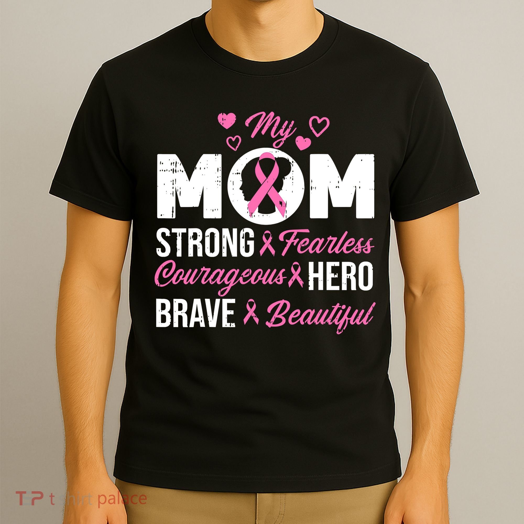 My Mom Pink Ribbon Warrior Inspirational Breast Cancer T-Shirt
