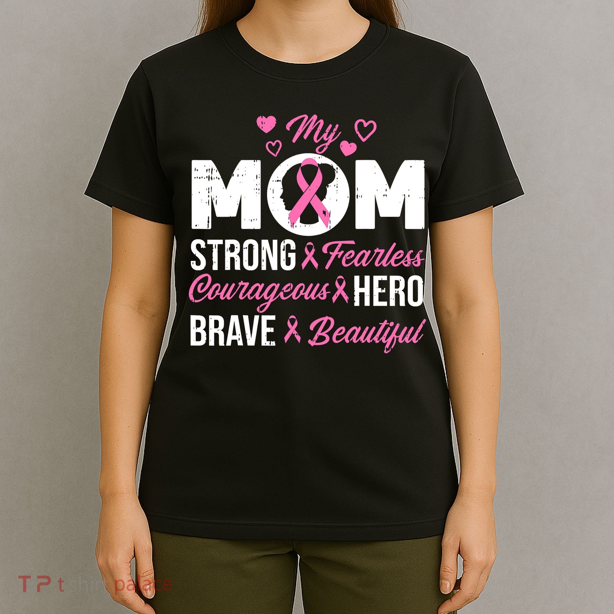 My Mom Pink Ribbon Warrior Inspirational Breast Cancer T-Shirt