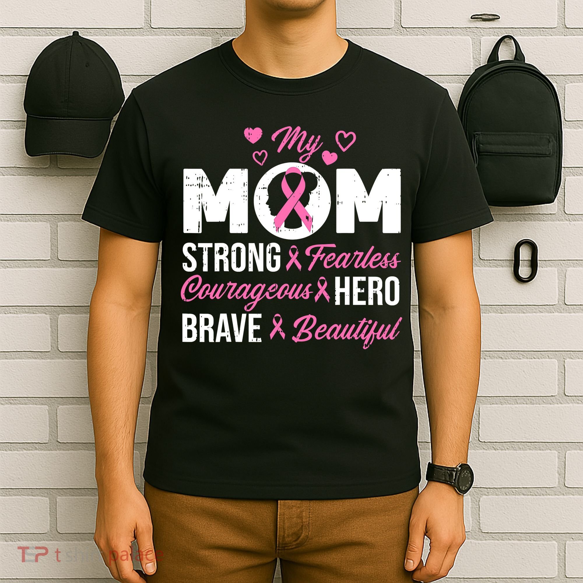 My Mom Pink Ribbon Warrior Inspirational Breast Cancer T-Shirt
