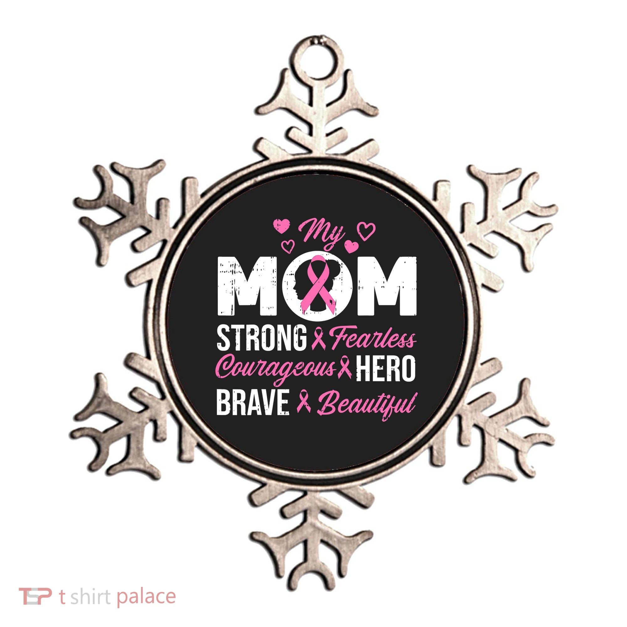 My Mom Pink Ribbon Warrior Inspirational Breast Cancer Ornament