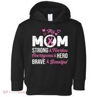 My Mom Pink Ribbon Warrior Inspirational Breast Cancer Toddler Hoodie thumb 0