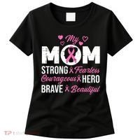 My Mom Pink Ribbon Warrior Inspirational Breast Cancer Women's T-Shirt thumb 0