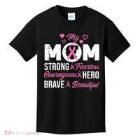 My Mom Pink Ribbon Warrior Inspirational Breast Cancer Kids T-Shirt thumb 0