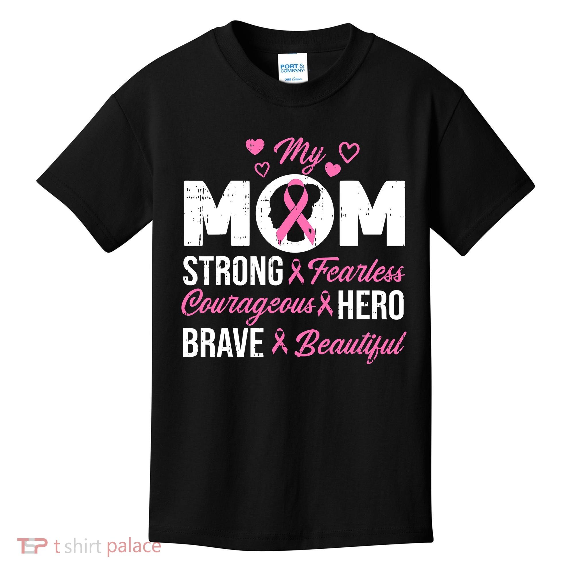 My Mom Pink Ribbon Warrior Inspirational Breast Cancer Kids T-Shirt