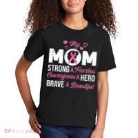 My Mom Pink Ribbon Warrior Inspirational Breast Cancer Kids T-Shirt thumb 2