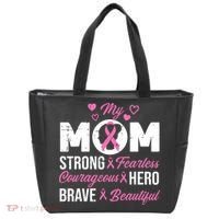 My Mom Pink Ribbon Warrior Inspirational Breast Cancer Tote Bag thumb 0