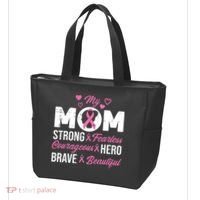 My Mom Pink Ribbon Warrior Inspirational Breast Cancer Tote Bag thumb 3