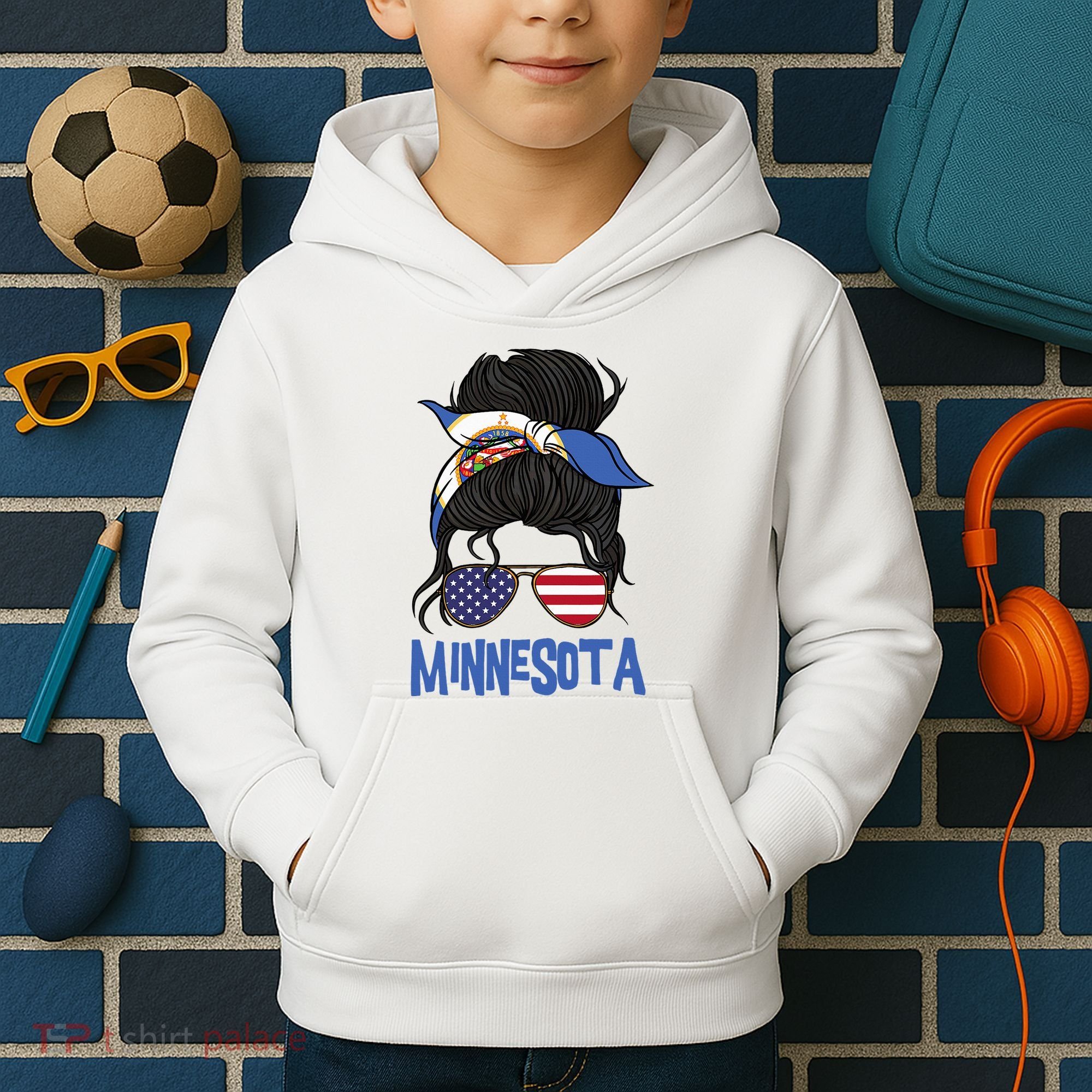 Minnesota Minnesota Proud State Flag Kids Hoodie