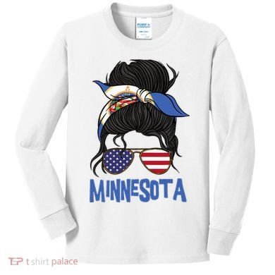 Minnesota Minnesota Proud State Flag Kids Long Sleeve Shirt