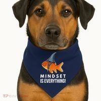 Mindset Motivational Quote Cute Goldfish Shark Fish USA-Made Doggie Bandana thumb 1