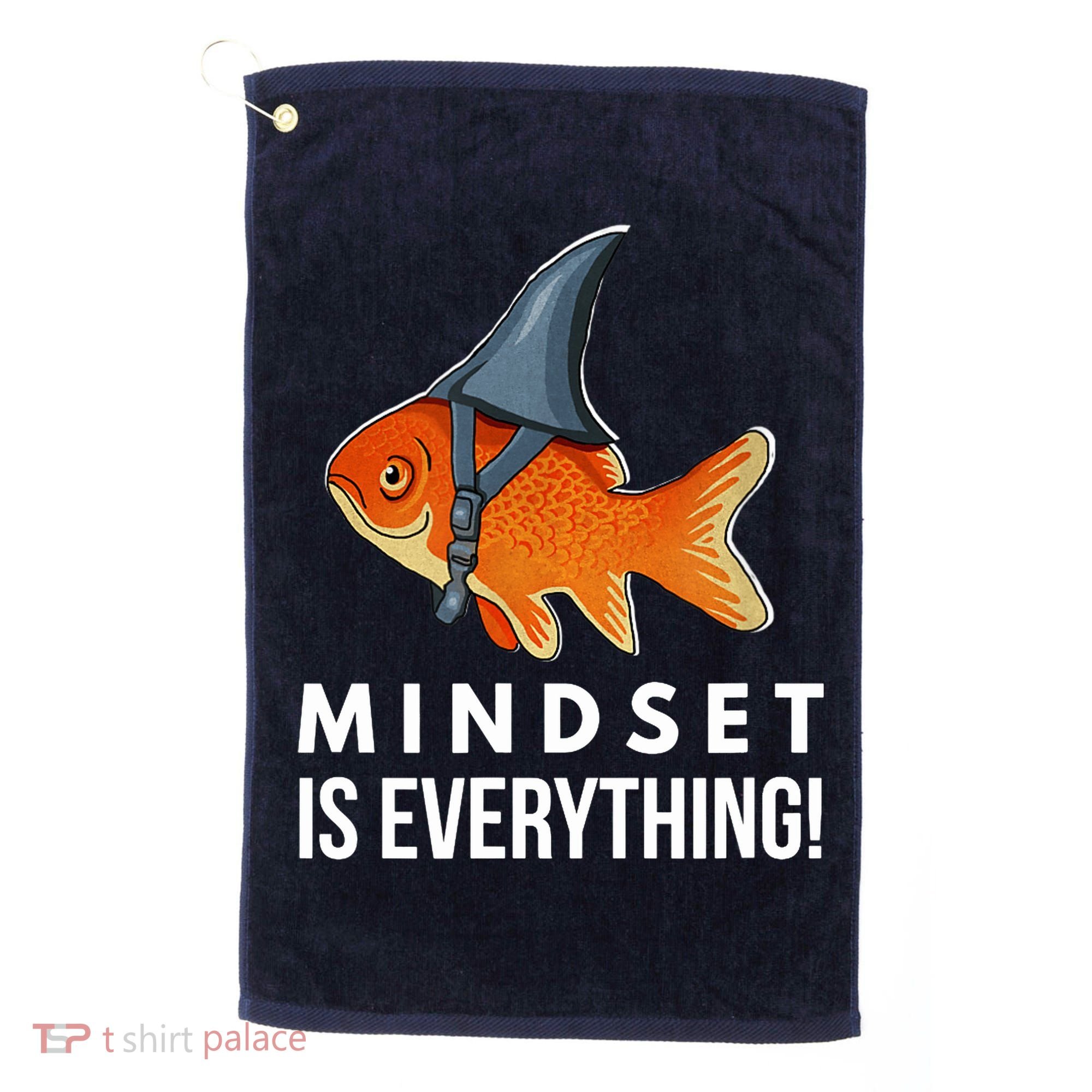 Mindset Motivational Quote Cute Goldfish Shark Fish Golf Towel