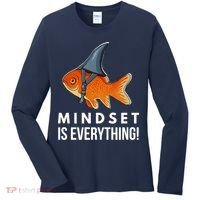 Mindset Motivational Quote Cute Goldfish Shark Fish Women's Long Sleeve Shirt thumb 0