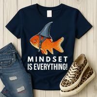 Mindset Motivational Quote Cute Goldfish Shark Fish Women's T-Shirt thumb 3