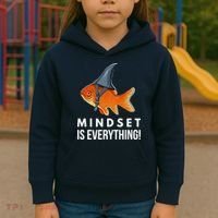 Mindset Motivational Quote Cute Goldfish Shark Fish Kids Hoodie thumb 3