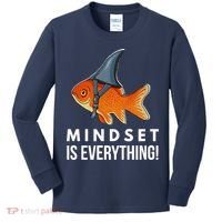 Mindset Motivational Quote Cute Goldfish Shark Fish Kids Long Sleeve Shirt thumb 0