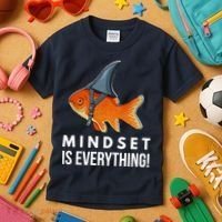 Mindset Motivational Quote Cute Goldfish Shark Fish Kids T-Shirt thumb 3