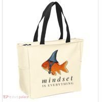 Mindset Motivational Quote Cute Goldfish Shark Tote Bag thumb 2