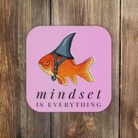 Mindset Motivational Quote Cute Goldfish Shark Coaster thumb 0