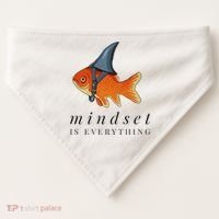 Mindset Motivational Quote Cute Goldfish Shark USA-Made Doggie Bandana thumb 0