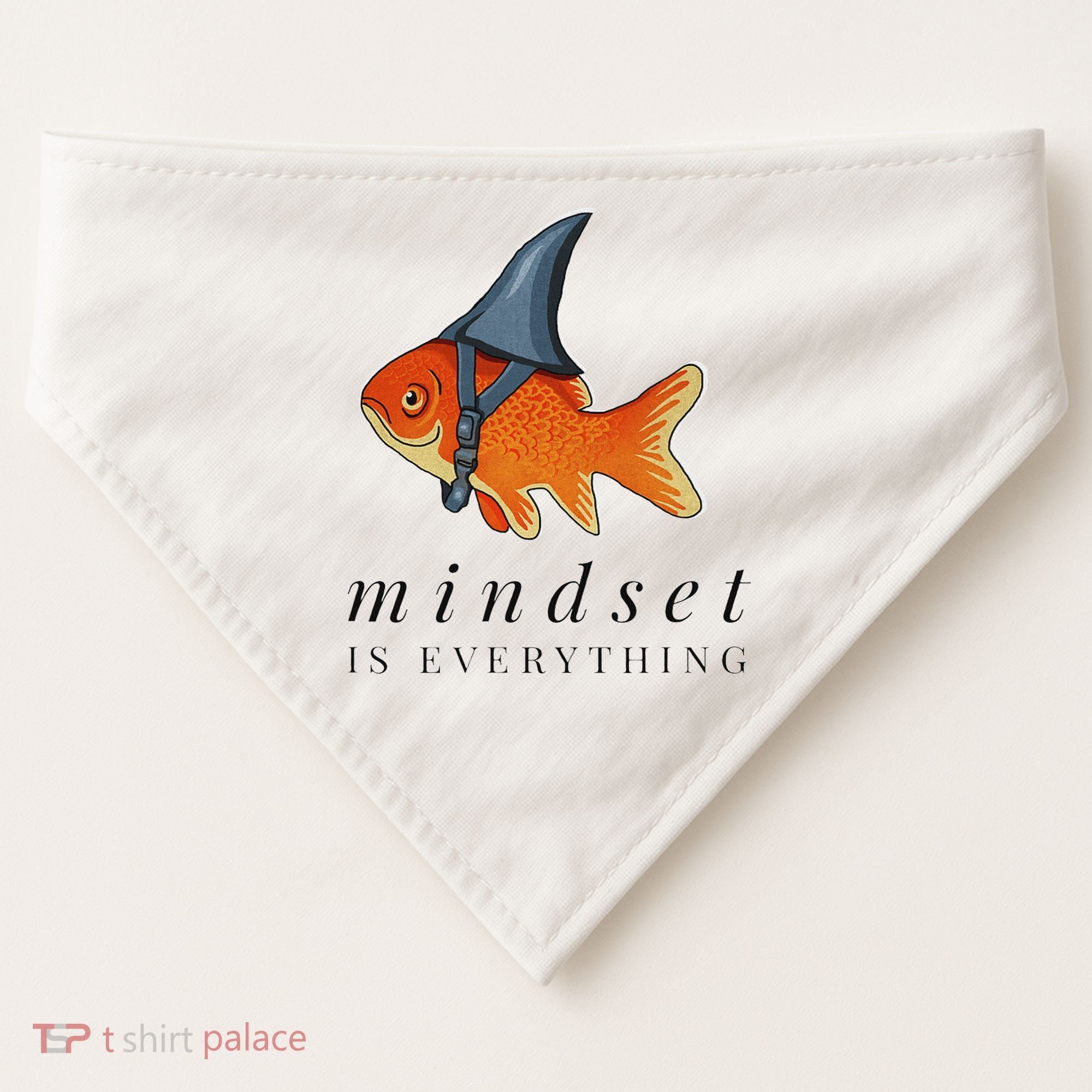 Mindset Motivational Quote Cute Goldfish Shark USA-Made Doggie Bandana