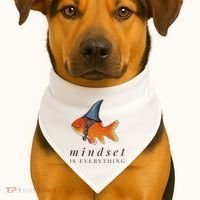 Mindset Motivational Quote Cute Goldfish Shark USA-Made Doggie Bandana thumb 1