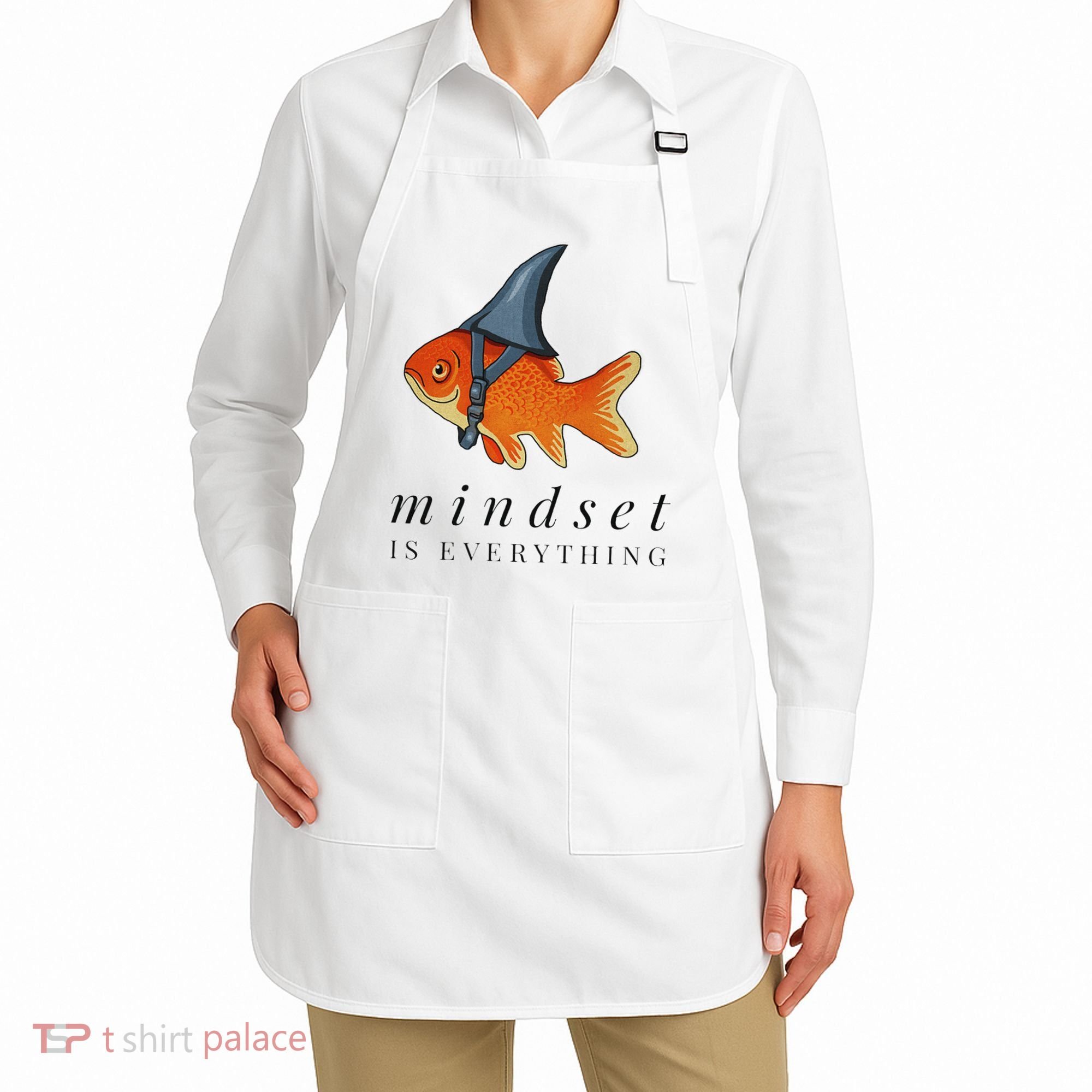 Mindset Motivational Quote Cute Goldfish Shark Apron