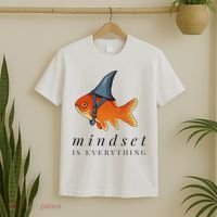 Mindset Motivational Quote Cute Goldfish Shark T-Shirt thumb 2