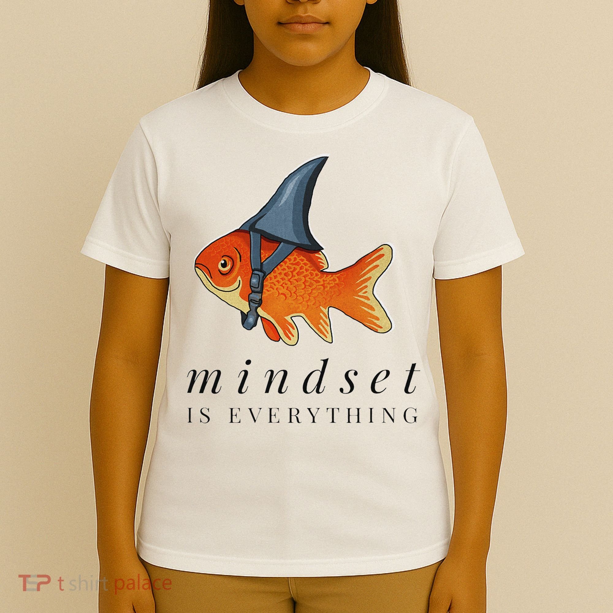 Mindset Motivational Quote Cute Goldfish Shark T-Shirt
